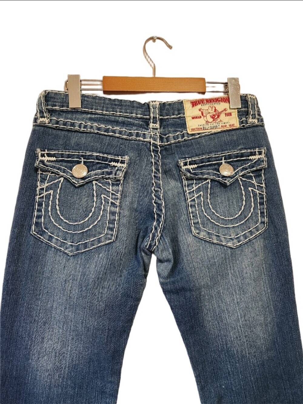 Y2K True Religion Billy Super T Thick Stitch Low Rise Flap Pocket Jeans 30 VTG - Picture 3 of 11